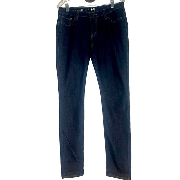 W62 Denim - W62 Jeans Womens  Blue Skinny Leg Dark Wash Mid Rise Waist Stretch